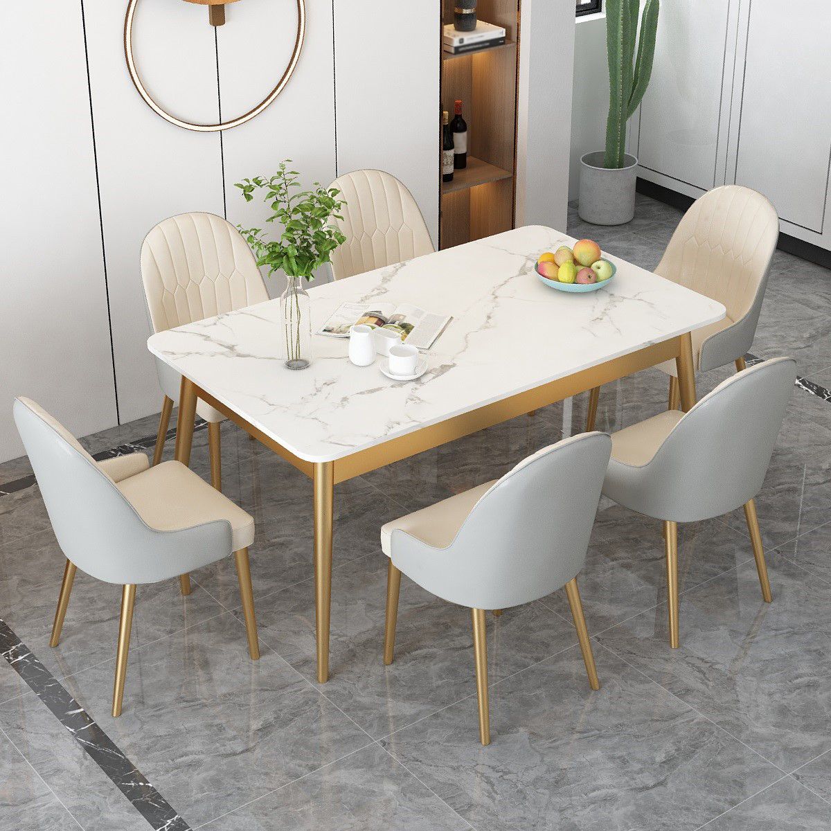 Sintered Stone Dining Table Traditional Luxury Rectangle Table for Home Clearhalo 'Dining Tables & Seating' 'Dining Tables' 'dining_table' 'furn' 'furn_dining_table' 'Furniture' 'Kitchen & Dining Furniture' 1200x1200_11a9cd83-d545-4a9b-8e0c-c91f103a4f86