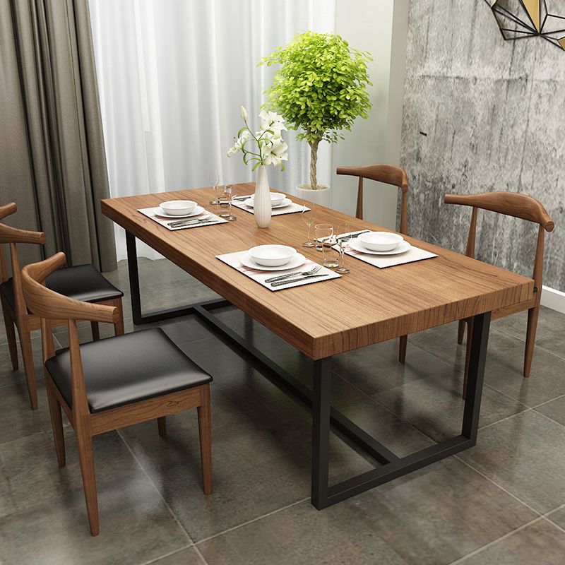 Solid-Top Dining Set 1/5 Pcs Industrial Metal Frame Dining Table and Chairs
