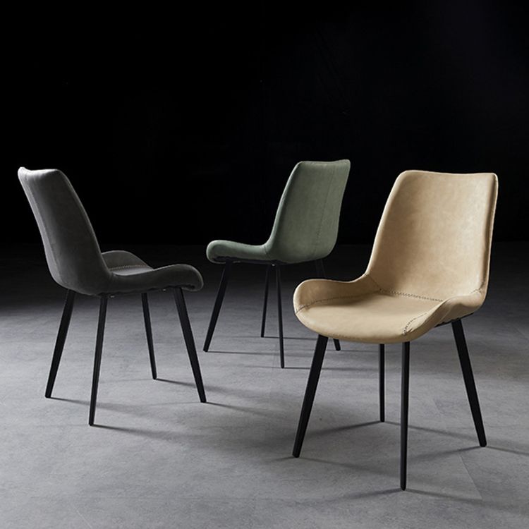 Industrial Design Solid Back Dining Side Chair Leather Arm Dining Side Chair Clearhalo ' kitchen&dining_furn' 'Dining Chairs' 'Dining Tables & Seating' 'dining_chair' 'furn' 'furn_dining_chair' 'Furniture' 'furniture_dining_chair' 'Kitchen & Dining Furniture' 'kitchen' 1200x1200_11ab9657-3389-4484-9ebe-5205272b7cfd