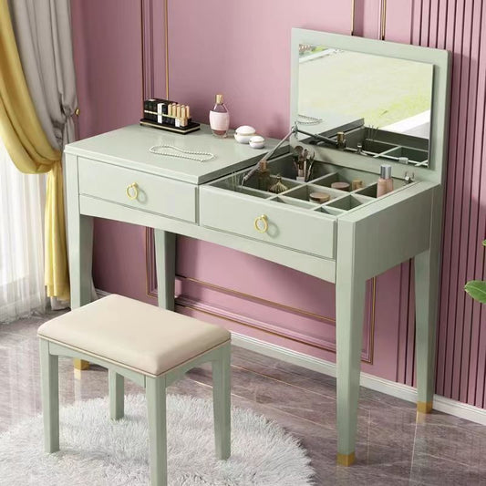 29,52 "H tavolo da toeletta in legno massiccio vanità per trucco con specchio con specchio
