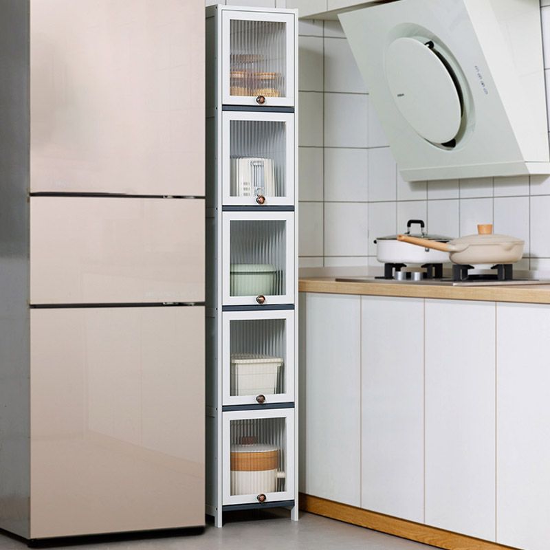 Server da pranzo in stile moderno White Wood Dining Server con porte acriliche