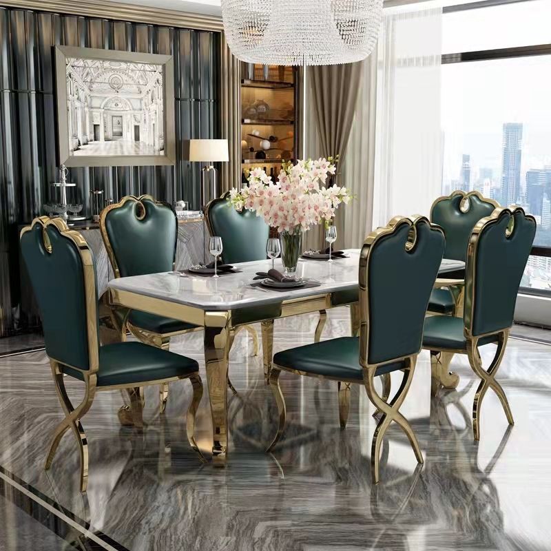 Rectangle Shape Luxury Style Dining Table Marble Fixed Table for Kitchen Clearhalo ' dining_table' 'Dining Tables & Seating' 'Dining Tables' 'furn' 'furn_dining_table' 'Furniture' 'furniture_dining_table' 'Kitchen & Dining Furniture' 'kitchen&dining_furn' 'kitchen' 'kitchen_dining_table' 1200x1200_11af3d9e-7485-4299-8066-f9ed8ec8b451