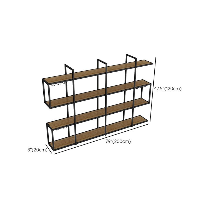 Wall Mounted Wine Rack Kit Metal and Wood Wine Holder Rack in Brown and Black Clearhalo 'furn' 'furn_wine_racks' 'Furniture' 'Kitchen & Dining Furniture' 'Wine Racks' 'wine_racks' 1200x1200_11b1af5d-9717-4275-bc3f-7500fbf97256