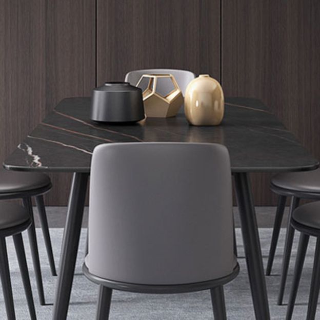 Modern 1/4/6/7 Pieces Black Dining Table Set with Sintered Stone Top Rectangle Dinette Set Clearhalo 'Dining Room Sets' 'Dining Tables & Seating' 'dining_room_set' 'furn' 'furn_dining_room_set' 'Furniture' 'furniture_dining_room_set' 'Kitchen & Dining Furniture' 'kitchen&dining_furn' 'kitchen' 1200x1200_11b2910d-ff16-4d79-ba0d-0511a6c37a92