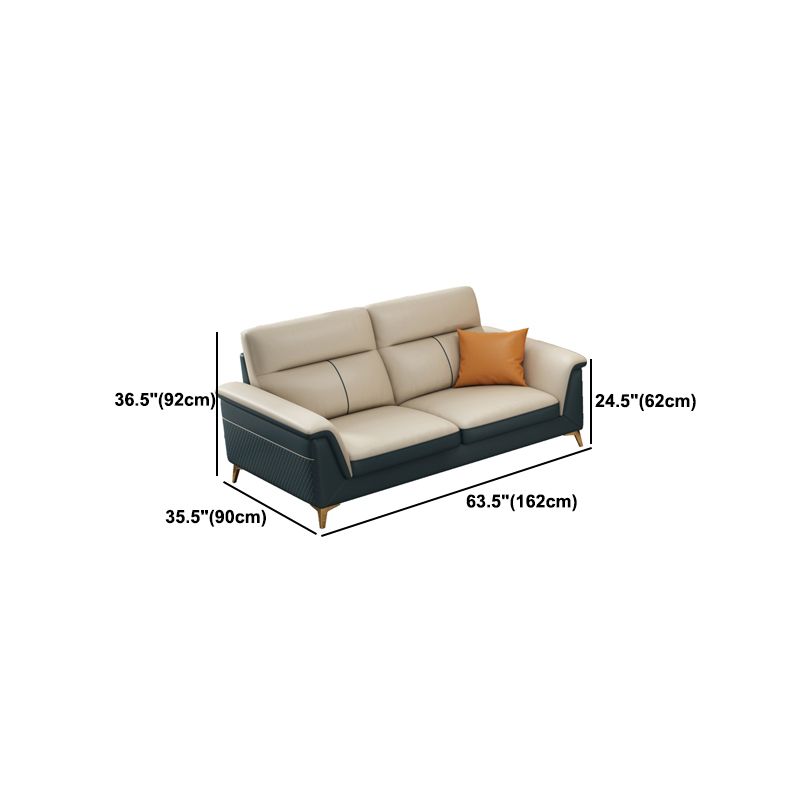 Pillow Top Arm Genuine Leather Sectionals, Cushion Back 36.2" Sectional Sofa in Ivory Clearhalo 'furn' 'furn_sectionals' 'Furniture' 'Living Room Furniture' 'Sectionals' 1200x1200_11b3517f-6104-4f9b-985b-1417ff675b16