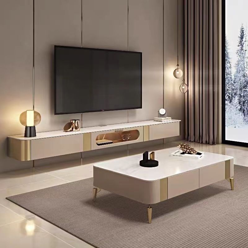 Glam Stone Stand Console Drawers Included Media Console with Doors Clearhalo 'furn' 'furn_tv_stands_entertainment_centers' 'Furniture' 'Living Room Furniture' 'TV Stands & Entertainment Centers' 'TV Stands & Media Storage Furniture' 'tv_stands_entertainment_centers' 1200x1200_11b37f18-2ae0-4370-85c5-17fdf68bf0bb