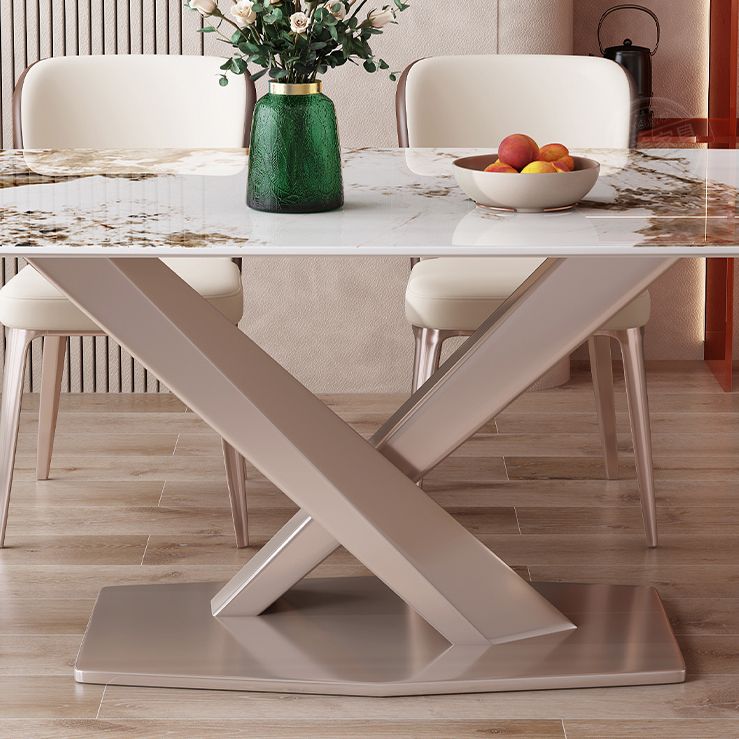 Rechthoekige eettafel Wit stenen tafelblad voor eetkamer