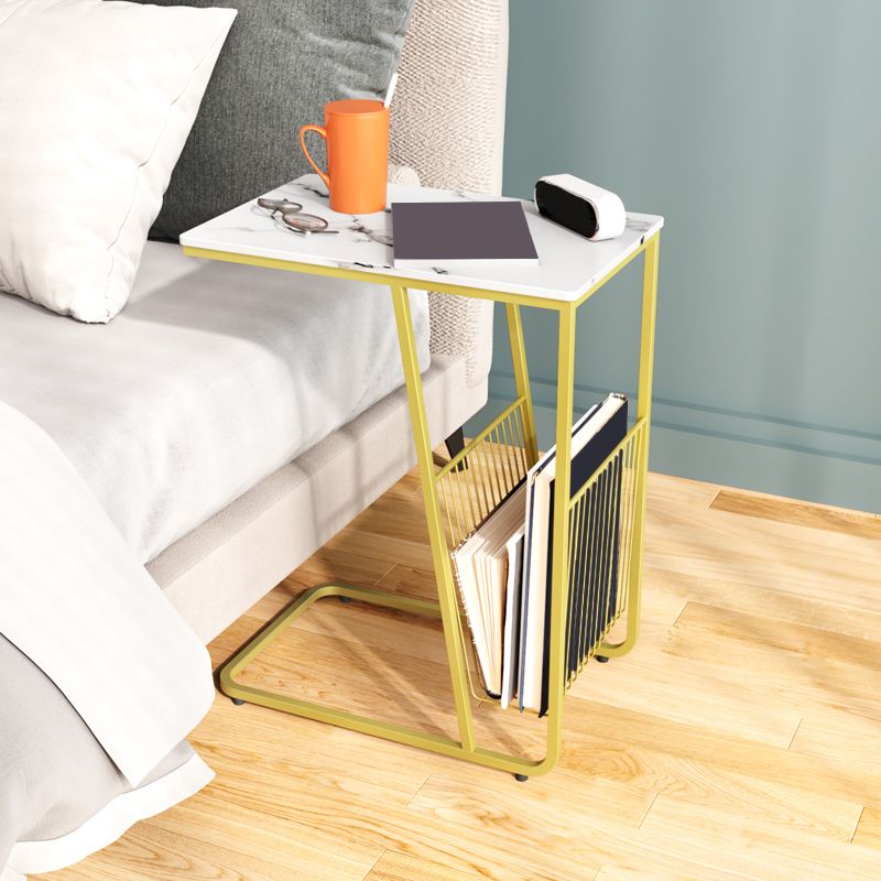 Modern 24 Inch H Nightstand Stone Top Metal Open Storage Night Table Clearhalo 'Bedroom Furniture' 'furn' 'furn_night_stand' 'Furniture' 'night_stand' 'Nightstands' 1200x1200_11b69681-5652-46f7-8628-288afdbeafba