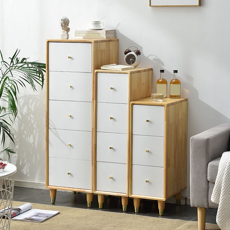 15.74" Wide Modern Wooden Accent Chest Rubberwood Chest with 5 Drawers