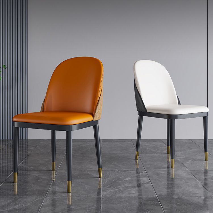 Glam Metal Dining Armless Chair Faux Leather Dining Chairs for Restaurant Use (Set of 2) Clearhalo ' kitchen&dining_furn' 'Dining Chairs' 'Dining Tables & Seating' 'dining_chair' 'furn' 'furn_dining_chair' 'Furniture' 'furniture_dining_chair' 'Kitchen & Dining Furniture' 'kitchen' 1200x1200_11b8adba-864a-48e5-8076-df785a688ba3