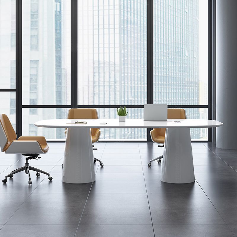 29 "H Hedendaags Executive Desk Oval Wit Wood Writing Desk