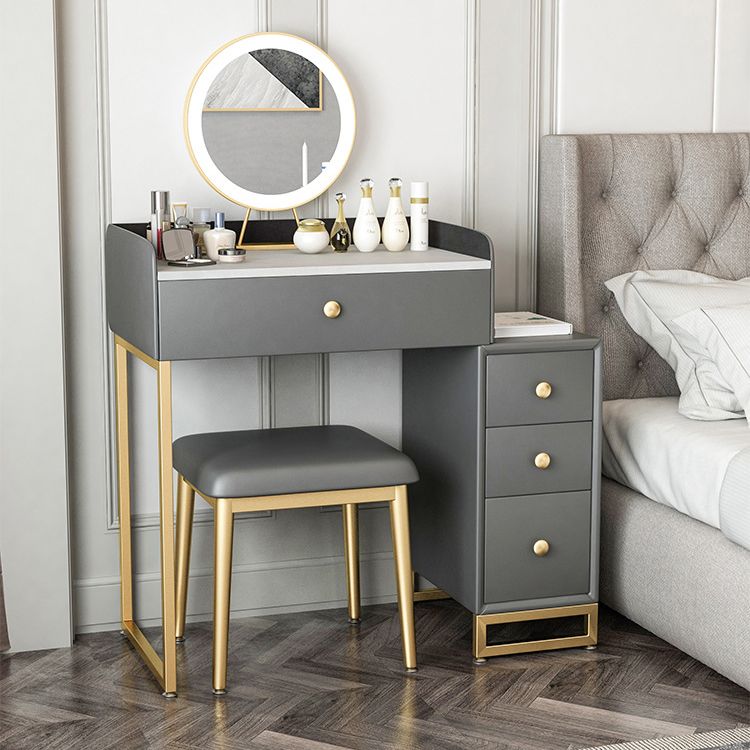 Glam Slate Top Vanity Table with 4 Drawer Dressing Table in Grey Clearhalo 'Bedroom Furniture' 'furn' 'furn_makeup_vanities' 'Furniture' 'Makeup Vanities' 'makeup_vanities' 1200x1200_11bf4b0d-36ef-40d8-89bb-e32db740c32f