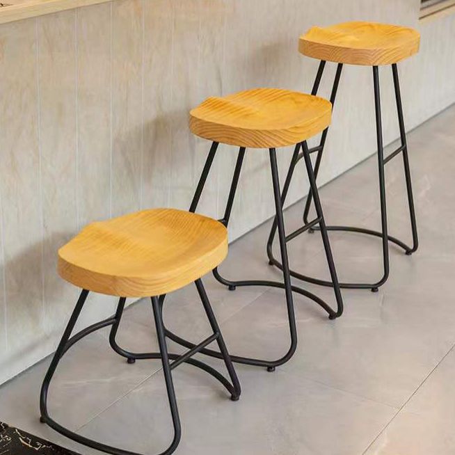 Modern Saddle Seat Bar Stool Wood and Metal Indoor Counter-height Stool Clearhalo 'Bar Furniture' 'Bar Stools' 'bar_stools' 'furn' 'furn_bar_stools' 'Furniture' 'Kitchen & Dining Furniture' 1200x1200_11c05dd4-4361-461e-8007-98fdd2f2ad4a
