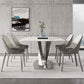 1/4/5/6 Pieces Rectangle Dining Set Sintered Stone Top Dining Table with Leather Chairs