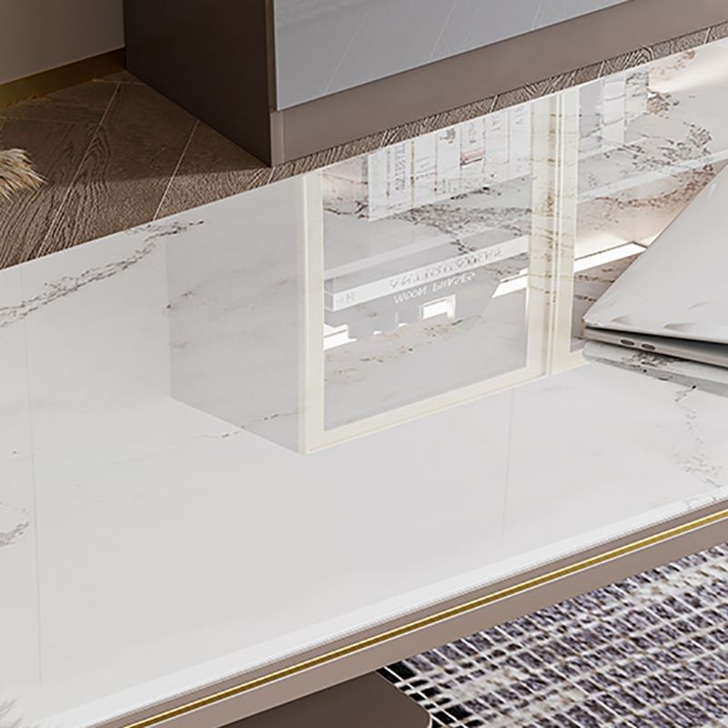 Pedestal Glam Office Desk Slate Writing Desk with File Cabinet for Office Clearhalo 'furn' 'furn_office_desk' 'Furniture' 'Office Desks' 'Office Furniture' 'office_desk' 1200x1200_11c2e43e-8c40-4631-b9f6-9fbb44b62f79