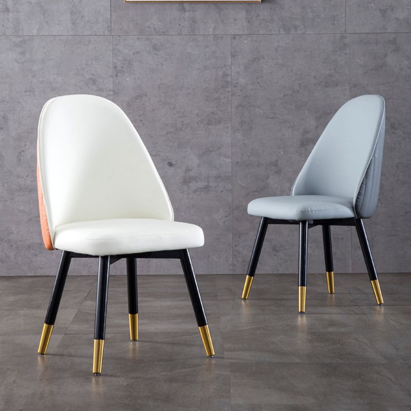 Wood Leather Scandinavian Style Dining Chair Armless Solid Back Chair Clearhalo ' kitchen&dining_furn' 'Dining Chairs' 'Dining Tables & Seating' 'dining_chair' 'furn' 'furn_dining_chair' 'Furniture' 'furniture_dining_chair' 'Kitchen & Dining Furniture' 'kitchen' 1200x1200_11c38b6f-6aca-467d-82a1-3ea336f5ad02