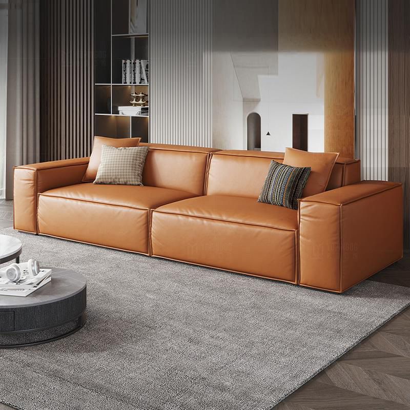 Contemporary Genuine Leather Settee Square Arm Loveseat in Green/Beige/Brown/Gray Clearhalo 'furn' 'furn_sofas' 'Furniture' 'furniture_sofas' 'Living Room Furniture' 'Sofa' 'sofas' 1200x1200_11c3bdc9-7c04-4e5d-a323-270150ba5ab7