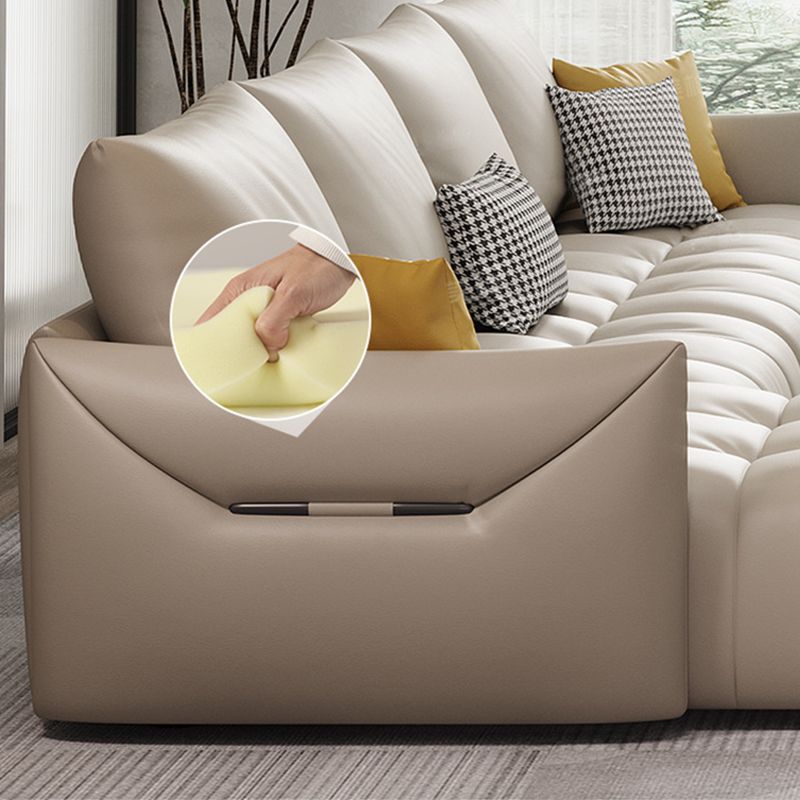 Nordic Pillows Square Arm Living Room Faux Leather Stationary Seating Clearhalo 'furn' 'furn_sectionals' 'Furniture' 'Living Room Furniture' 'Sectionals' 1200x1200_11c3d28c-0a2e-45e4-bf79-141993811f4e