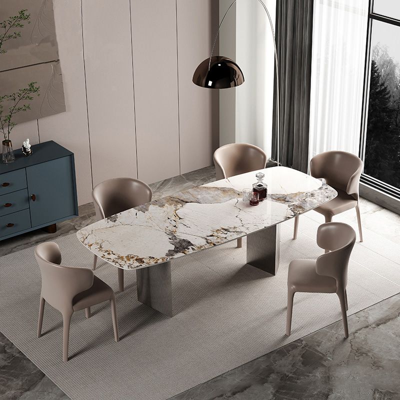 Rectangle Sintered Stone Dining Table Modern Table in White with Metal Double Pedestal Clearhalo ' dining_table' 'Dining Tables & Seating' 'Dining Tables' 'furn' 'furn_dining_table' 'Furniture' 'furniture_dining_table' 'Kitchen & Dining Furniture' 'kitchen&dining_furn' 'kitchen' 'kitchen_dining_table' 1200x1200_11c3ddf8-6a78-49da-bfa6-91dd13a1b19e