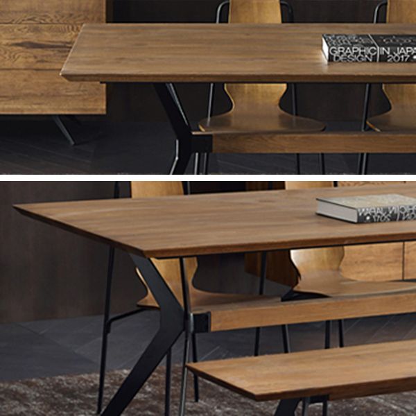 Industrial Style Solid Wood Dining Table Rectangle Table with Black Frame for Home Use Clearhalo ' dining_table' 'Dining Tables & Seating' 'Dining Tables' 'furn' 'furn_dining_table' 'Furniture' 'furniture_dining_table' 'Kitchen & Dining Furniture' 'kitchen&dining_furn' 'kitchen' 'kitchen_dining_table' 1200x1200_11c5451e-83f9-4cc9-9eec-70f2c994e92c