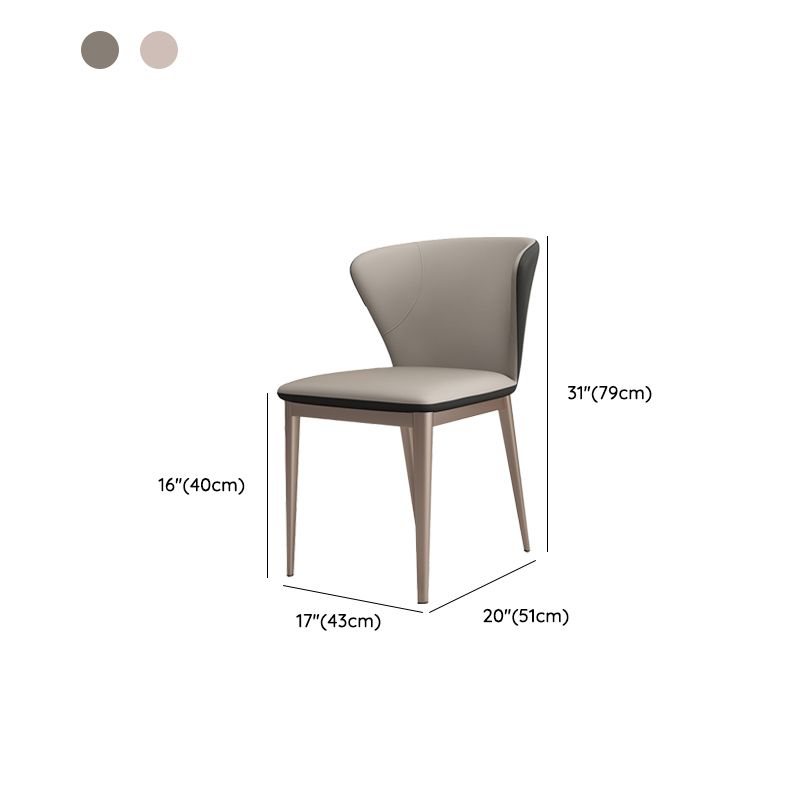 Contemporary Side Chair Faux Leather Solid Back Dining Room Chair for Kitchen