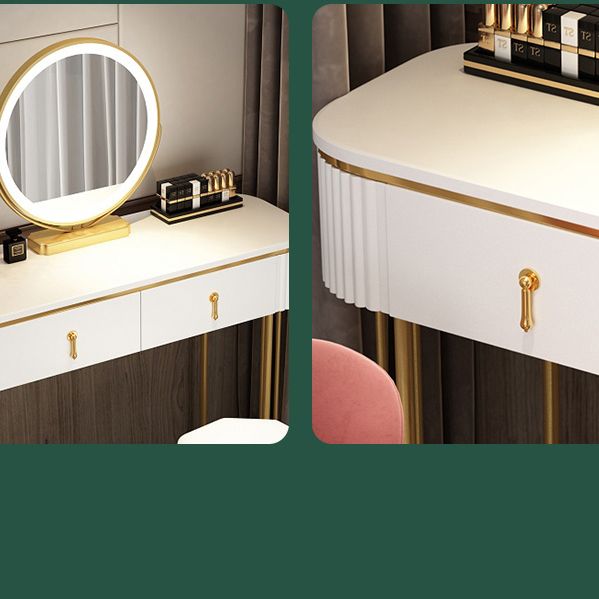 Glamholz Rahmen Make -up Eitelkeit Schubladen Eitelkeit in Weiß mit goldener Basis