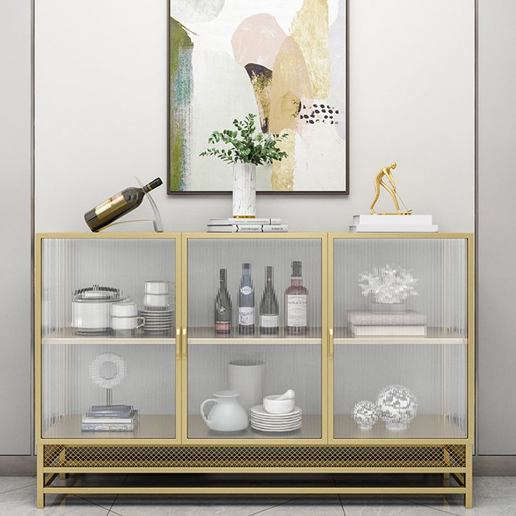 Glam Metal Curio Curio Porte in vetro Display mobile per soggiorno