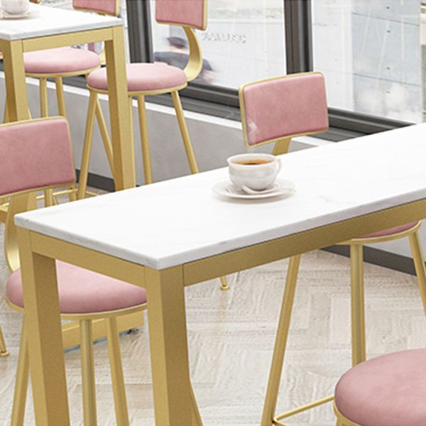 White Glam Style Bar Table in Faux Marble and Metal Rectangle Milk Tea Shop Bar Table Clearhalo 'Bar Furniture' 'Bar Tables' 'bar_tables' 'Furniture' 'furniture_bar_tables' 'Kitchen & Dining Furniture' 1200x1200_11cc390e-7407-4887-bddd-ffce4b112481