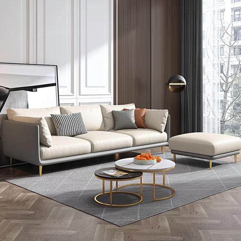 Faux Leather Stain-Resistant Pillowed Back Cushions Sectionals Sofa for Three People Clearhalo 'furn' 'furn_sectionals' 'Furniture' 'furniture_sectionals' 'Living Room Furniture' 'Sectionals' 1200x1200_11cd3776-9701-45f3-99c0-04ef304a999c