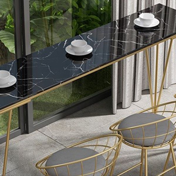 Tavolo da bar rettangolo in stile glam in finta scrivania da bar a base di bistrot marmo