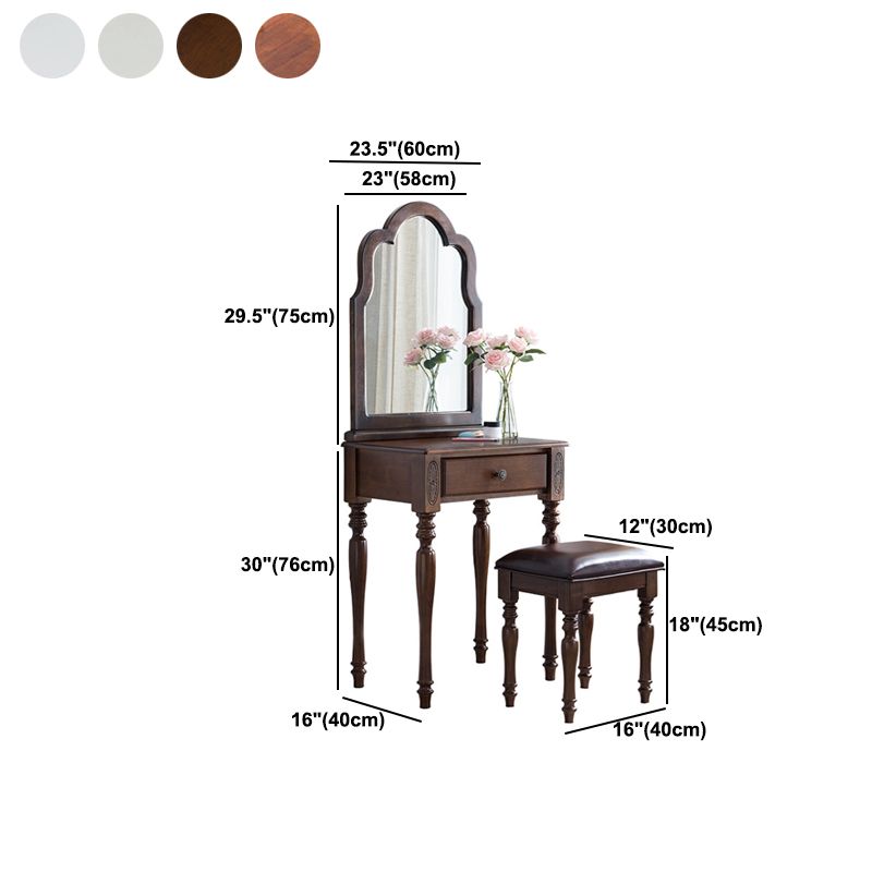 Juego de taburetes de tocador de tocador de madera tradicional, 23.62 "de ancho