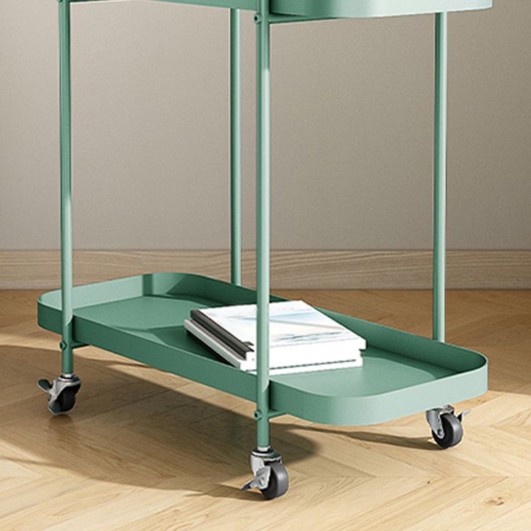 25.2" Tall Rectangle Tray Top Side Table Iron Sled Base End Table with Shelf