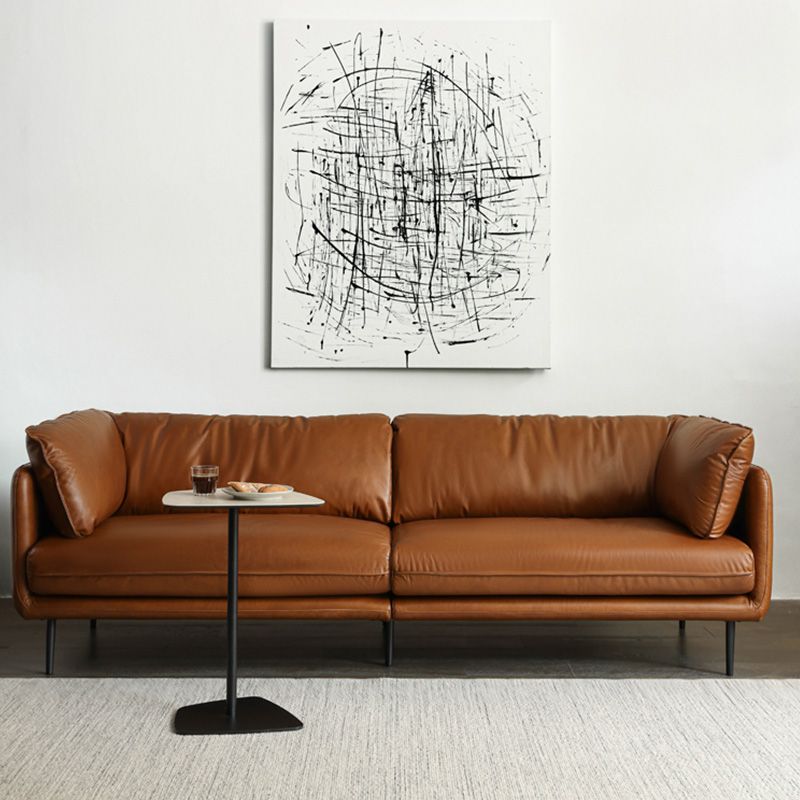 Contemporáneo 31.49 "Sofá de brazo de esmoquin de cuero genuino alto