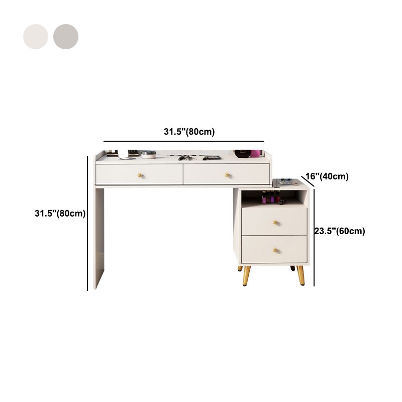 Glamholz Eitelkeit Make -up -Schminktisch Set Beige Eitelkeit mit 4 Schubladen