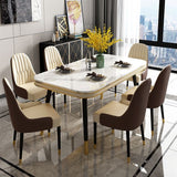 Glam Rectangle Shape Kitchen Dining Table Marble Standard Dining Table with 4 Legs Base Clearhalo ' dining_table' 'Dining Tables & Seating' 'Dining Tables' 'furn' 'furn_dining_table' 'Furniture' 'furniture_dining_table' 'Kitchen & Dining Furniture' 'kitchen&dining_furn' 'kitchen' 'kitchen_dining_table' 1200x1200_11d5924e-6ca7-471a-8fa0-864cf784736c