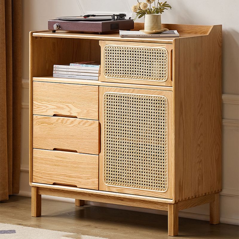 Solid Wood Dining Server Modern Style Rattan Door met 3 laden