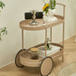 Wheels Accent Side Table with Tray Top in Metal Modern Accent Side Table