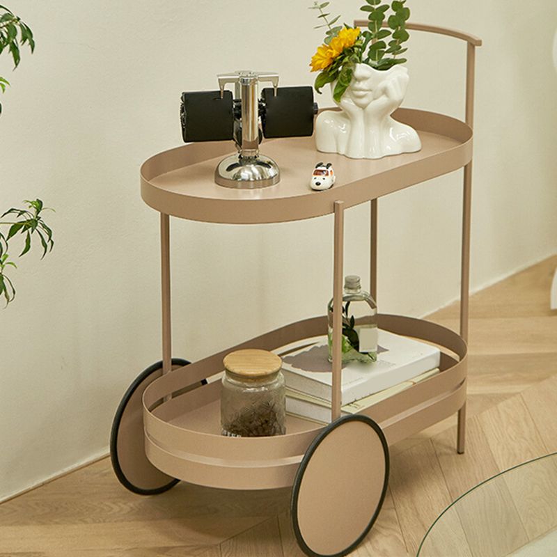 Wheels Accent Side Table with Tray Top in Metal Modern Accent Side Table