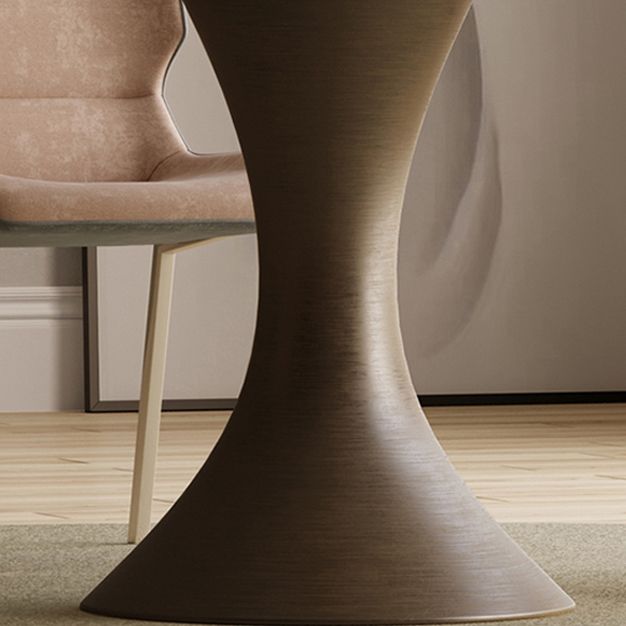 Tavolo da pranzo in pietra sinterizzato senza tavolo rotondo di lusso giradischi con piedistallo in metallo