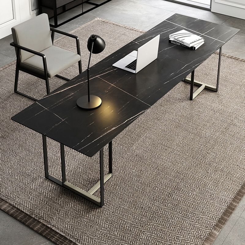 Rectangle Stone Top Office Desk escritura industrial con base de metal para la oficina