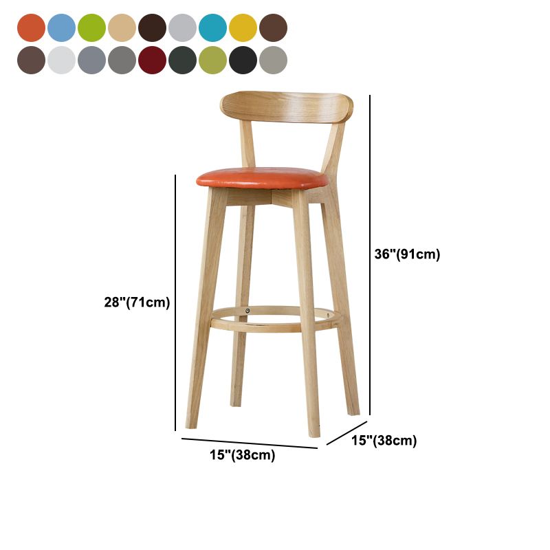 Scandinavian Rubberwood Low Back Barstool Milk Tea Shop Upholstered Stool Clearhalo 'Bar Furniture' 'Bar Stools' 'bar_stools' 'furn' 'furn_bar_stools' 'Furniture' 'Kitchen & Dining Furniture' 1200x1200_11d89641-65df-40fe-ae07-6689cc57449c
