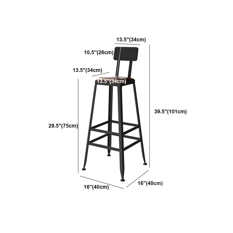 Square Bar and Counter Stool Industrial Coffee Shop Footrest Counter Stool in Black