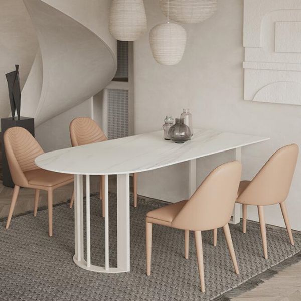 Sintered Stone Top Modern Table for Restaurant Dining Table with Double Pedestal Base Clearhalo ' dining_table' 'Dining Tables & Seating' 'Dining Tables' 'furn' 'furn_dining_table' 'Furniture' 'furniture_dining_table' 'Kitchen & Dining Furniture' 'kitchen&dining_furn' 'kitchen' 'kitchen_dining_table' 1200x1200_11d8c4de-51e7-4b47-928a-fc3768de305c