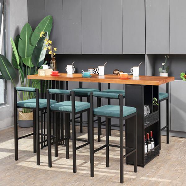 Tavolo da pranzo in legno in legno pino tavolo da bar industriale con doppio piedistallo