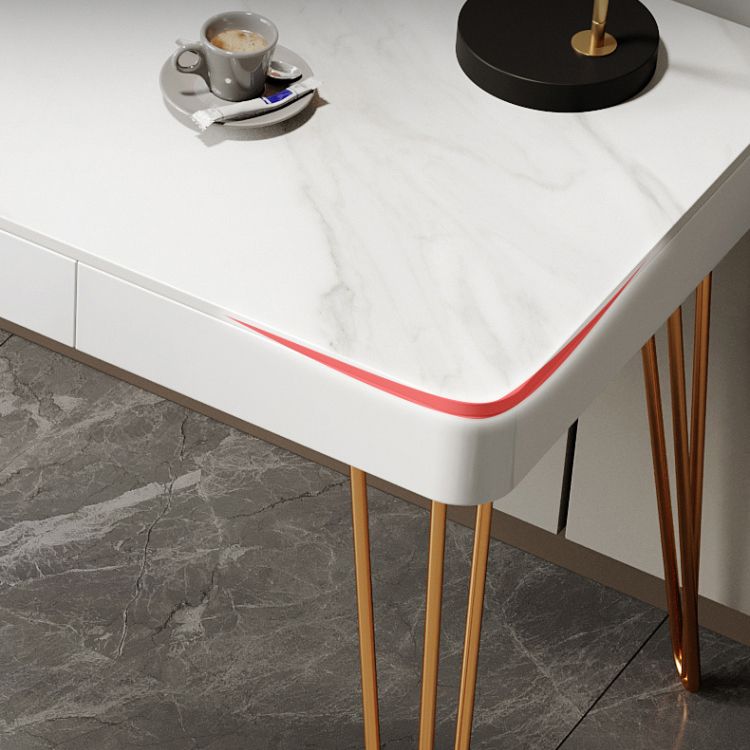 Glam 1-drawer Office Desk Sintered Stone Writing Desk for Home Clearhalo 'furn' 'furn_office_desk' 'Furniture' 'furniture_office_desk' 'Office Desks' 'Office Furniture' 'office_desk' 1200x1200_11da95c0-df73-4604-a20d-17fe7ef8c77b