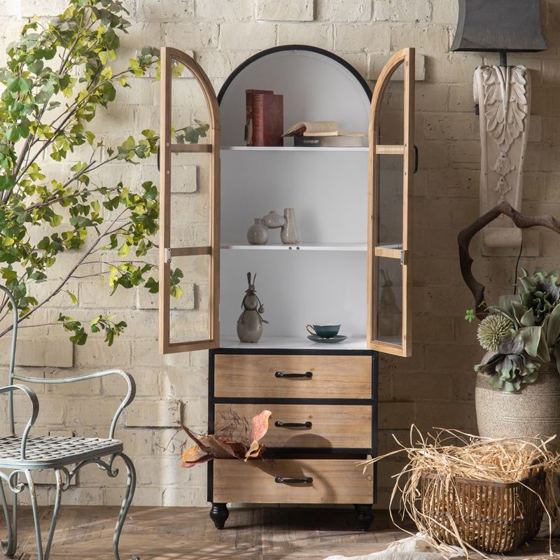 Wood and Iron Chest with Doors Bar Pulls Accent Cabinet with Shelves Clearhalo 'Cabinets & Chests' 'cabinets_chests' 'furn' 'furn_cabinets_chests' 'Furniture' 'Living Room Furniture' 1200x1200_11dac97b-5655-40ec-b3f5-52f9ede671e2