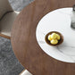 Round Convertible Dining Table Modern Solid Wood Pedestal Table in Brown