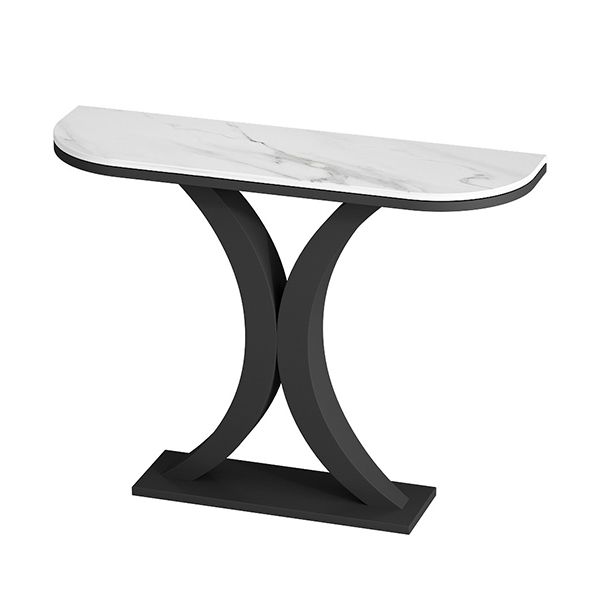 12 Inch Wide Glam Accent Table Half Moon Metal Console Table for Hall