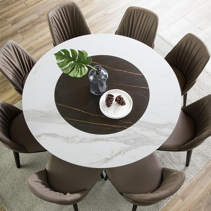 Runder Esstisch-Set aus gesintertem Stein im modernen Stil, 1/4/5/7/9-teiliges Esstisch-Set