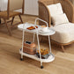 Tray Top Double Tier End Table Oval End Slide Table with Storage